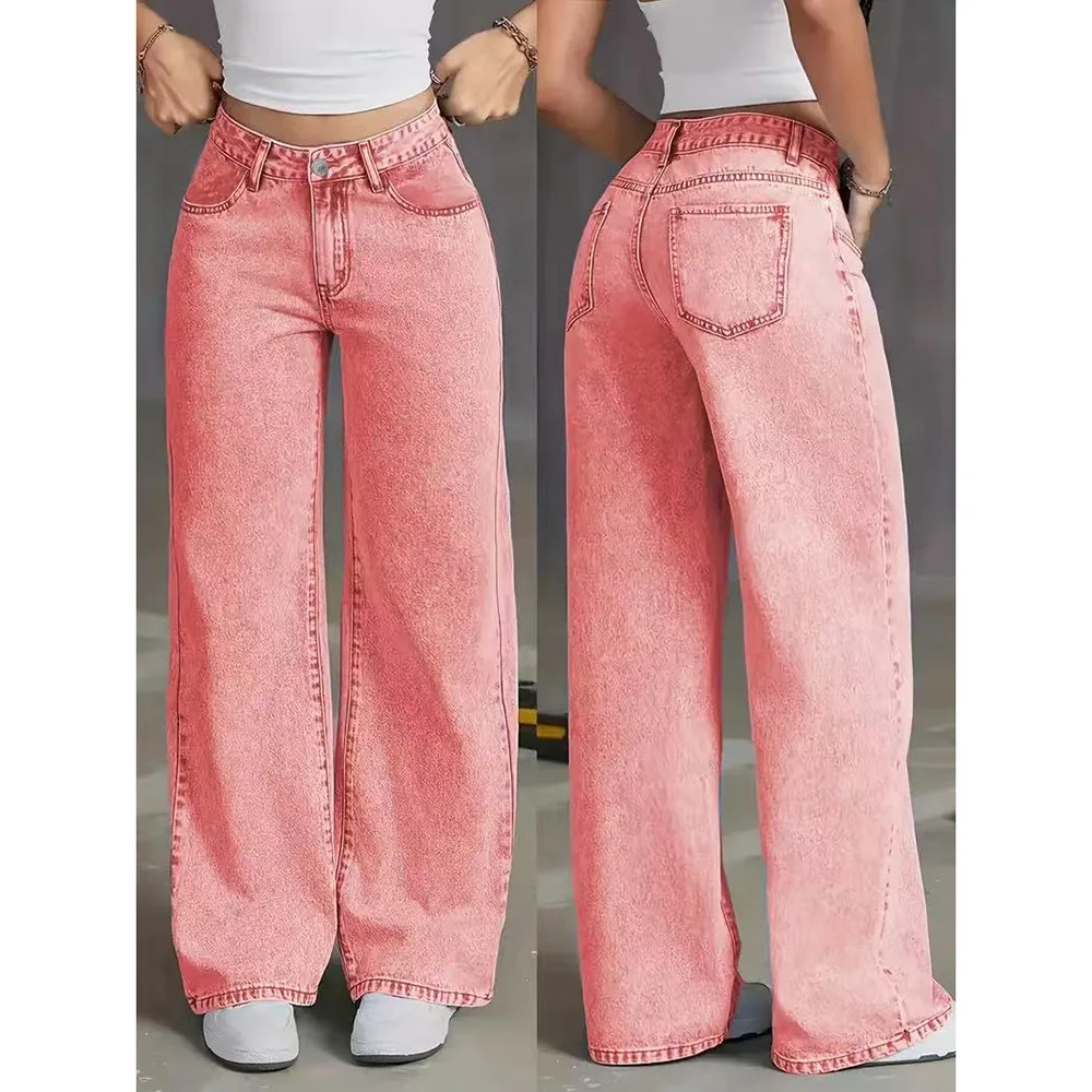 American Retro Boot Cut Medium Wash Mid Waist Denim Jeans Summer New Loose Casual Straight Fashion Trend Pants