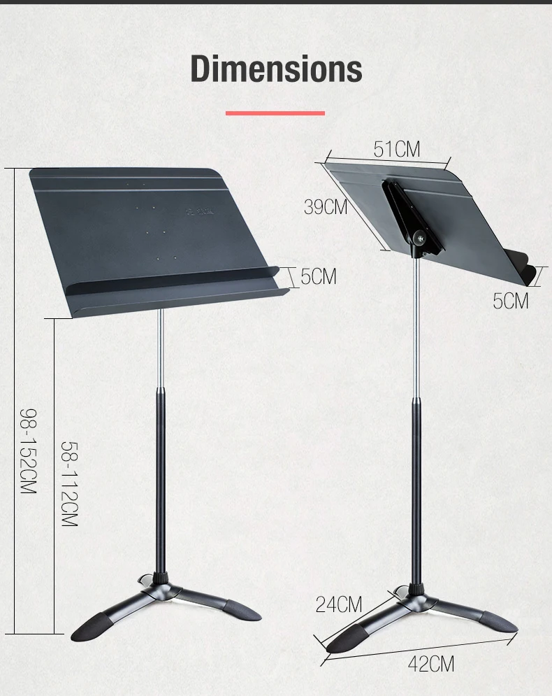 Deluxe Dual Shelf Auto Locking Adjustable Premium Orchestra Sheet Music