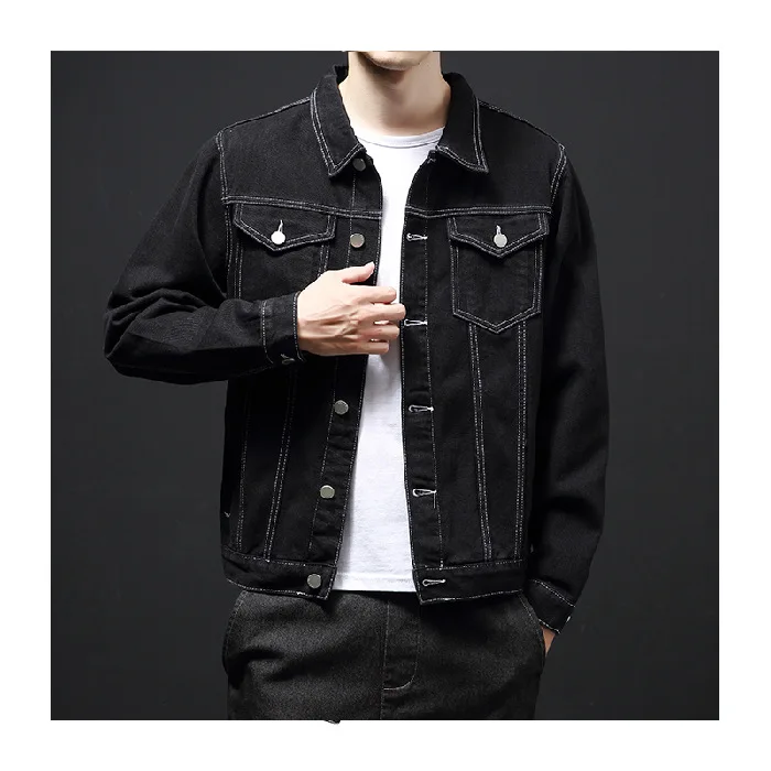High Quality Cotton Denim Jacket Custom Men'S Long Sleeve Jacket Plus Size University Jeans Denim Jacket Coats for Man manufacture