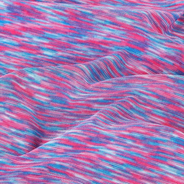 2024 High Quality 96% Polyester 4% Spandex Colorful Weft Knitted Fabric Custom Sportswear Space Dyed