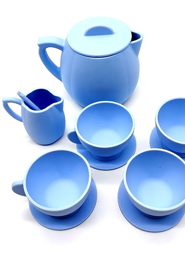 2023 Bpa Free Ecofriendly Silicone Kitchen Playing Tea Toy Factory Sale Baby Play Tea Set Toy