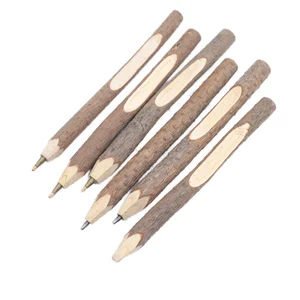 Creative Vintage Pine Wood Ballpoint Pen Natural Color with Customizable Logo for Advertising Promotion