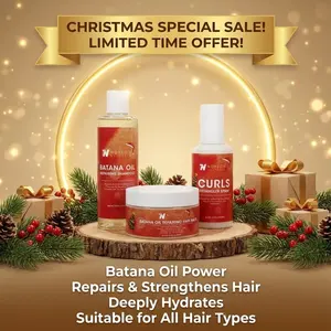 Christmas Custom Packaging Batana Oil 3-Piece Hair Set for Retail Wholesale Private Label MOQ Oem Label