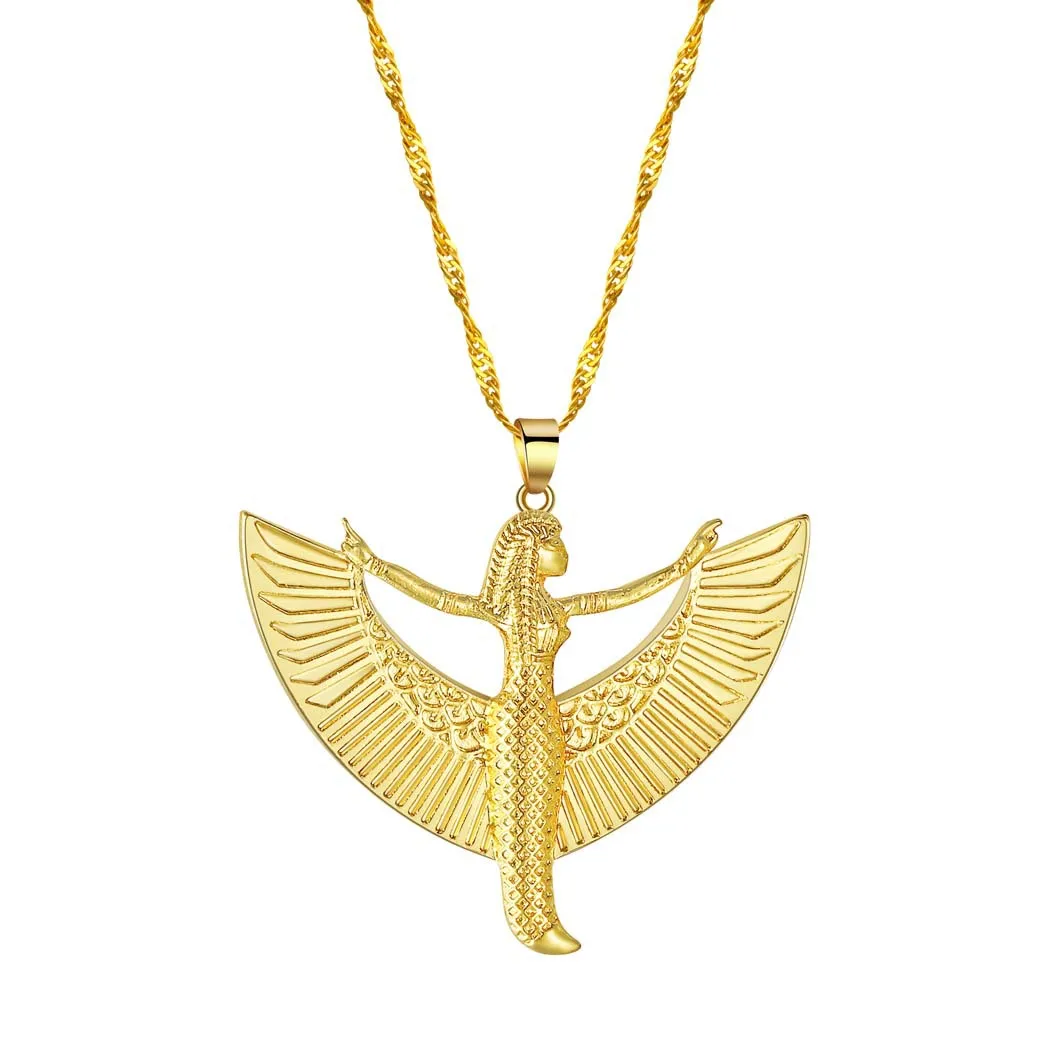 Wholesale Gold Isis Goddess Pewter Ancient Egypt Theme Necklace