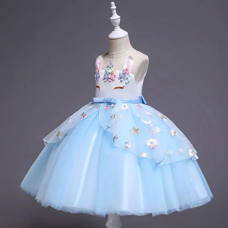 Cheap Wholesale Sleeveless Ball Gown 5 Years Old Unicorn Dresses Children  Kids Unicorn Birthday Dress for Girls Birthday Party