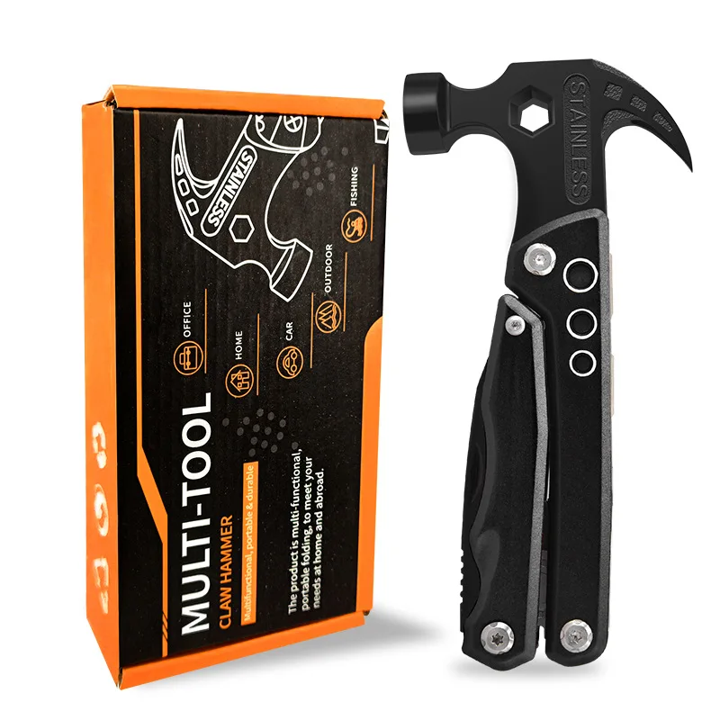 Outdoor Emergency Tool Bicycle Tool Claw Hammer Survival Kit Multi Tool Hammer With Black Coating