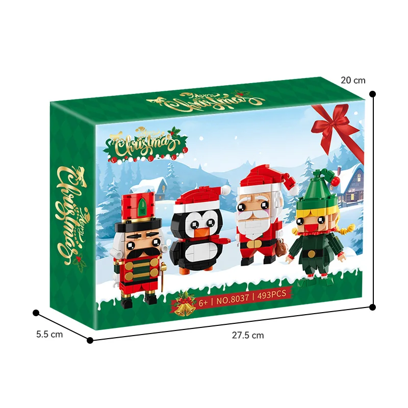 8037 Christmas Brick Head Figure Square Head Figure Santa Claus Elf MOC Building Block Set DIY Educational toys for kids CAYI