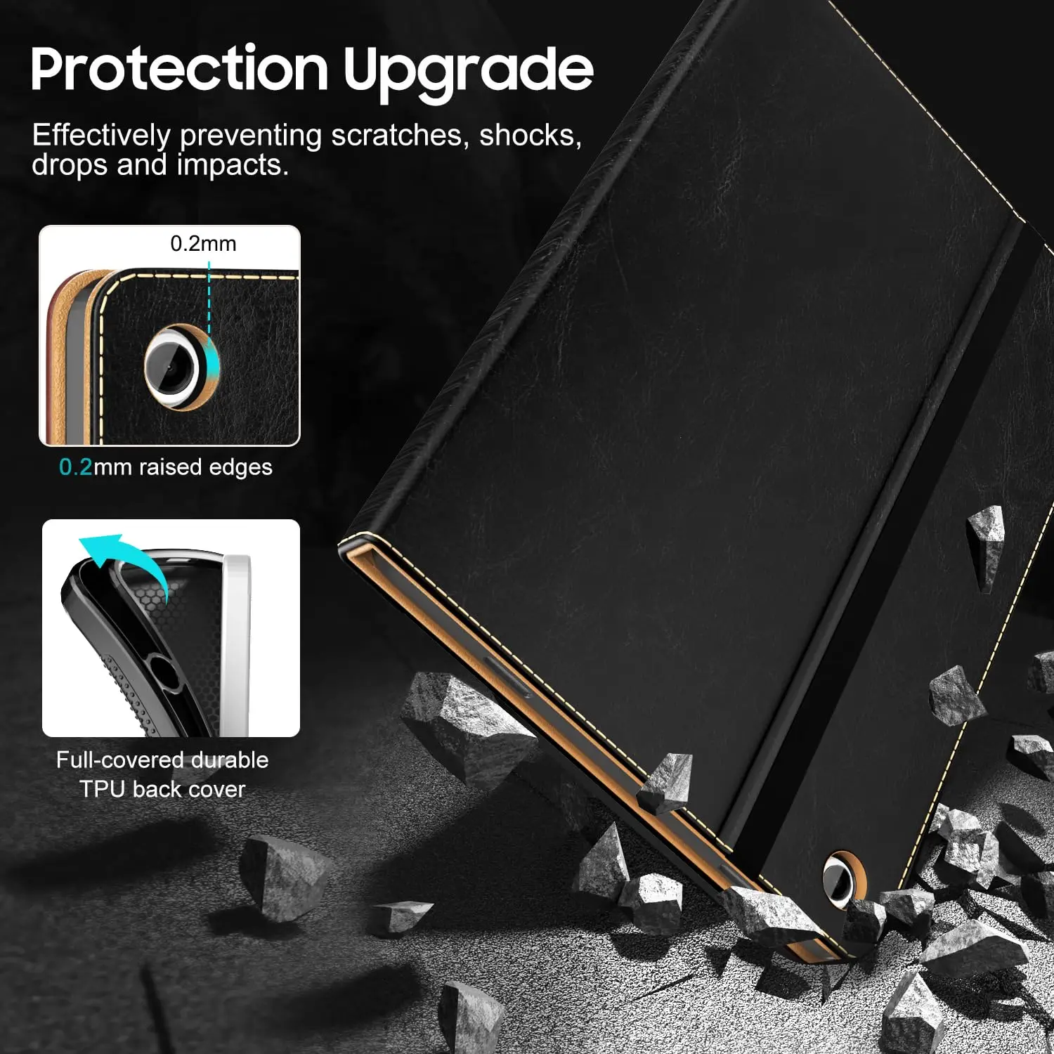 product laudtec case for samsug galaxy tab a9 plus u leather folio cover multi angle stand pen holder auto wake sleep case-7