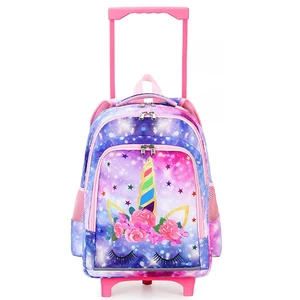 New Arrival Cute Cartoon unicorn Kids Book School Trolley Backpack Bags for Girls