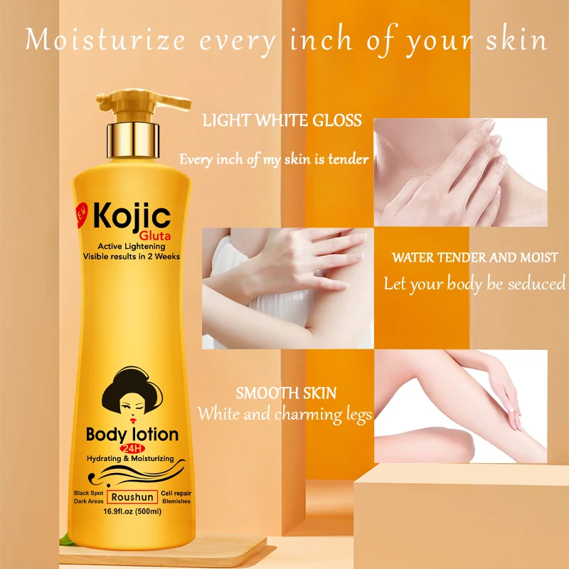 Kojic Gluta Active Lightening Body Lotion 24h Hydrating Brightening Cream For Dark Spots 500ml
