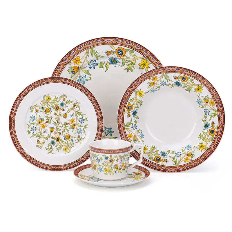 New Arrived Floral Decal Dubai Porcelain Luxurious Dinner Set Tableware Buy Factory Custom