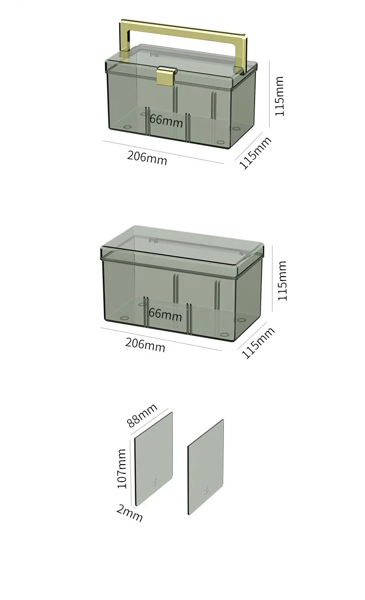 Transparent medical case face mask divided storage box transparent plastic clamshell buckle portable first aid kit supplier