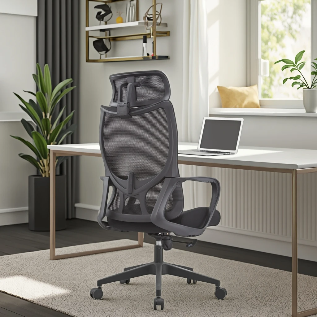 Black Professional Home Chair PP Frame Lumbar Support Butterfly Mechanism Ergonomic Seating 5