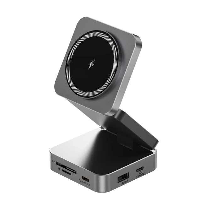 10 in 1 Type-C Docking Station USB Hub HD4K Gigabit Ethernet USB 3.0 SD TF Card Reader 15W Wireless Charger Laptop Mobile Device