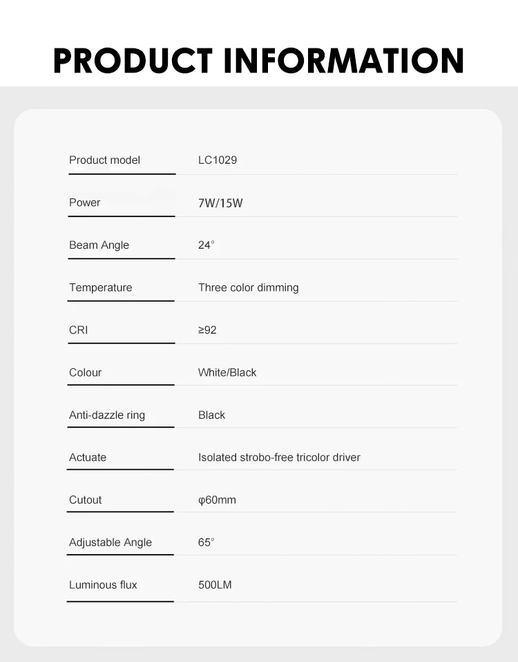 lc1029 high quality dimmable cob led ceiling light downlight spotlight round anti glare led spot light-1
