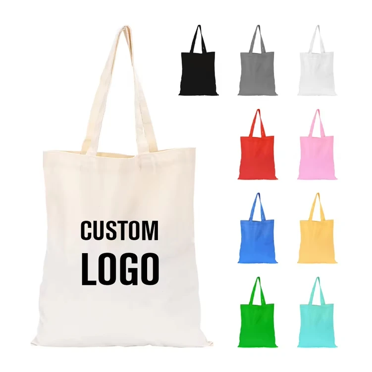 Customizable Calico Plain Cotton Bag Reusable Handled  Storage With Logo Print Available in Various Sizes for Gift Packaging