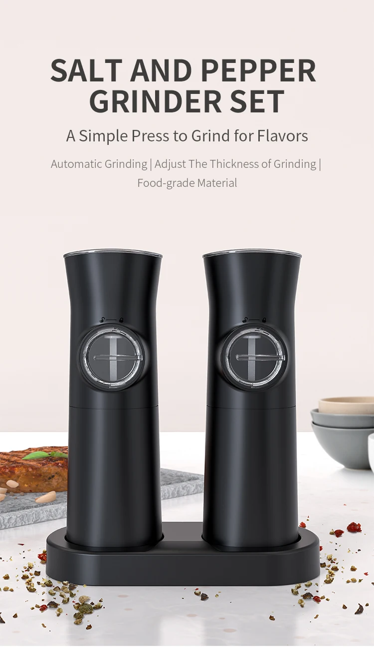 Automatic Electric Grater for Salt and Pepper Plastic Gravity Mill for Spices Salt and Pepper Grinder
