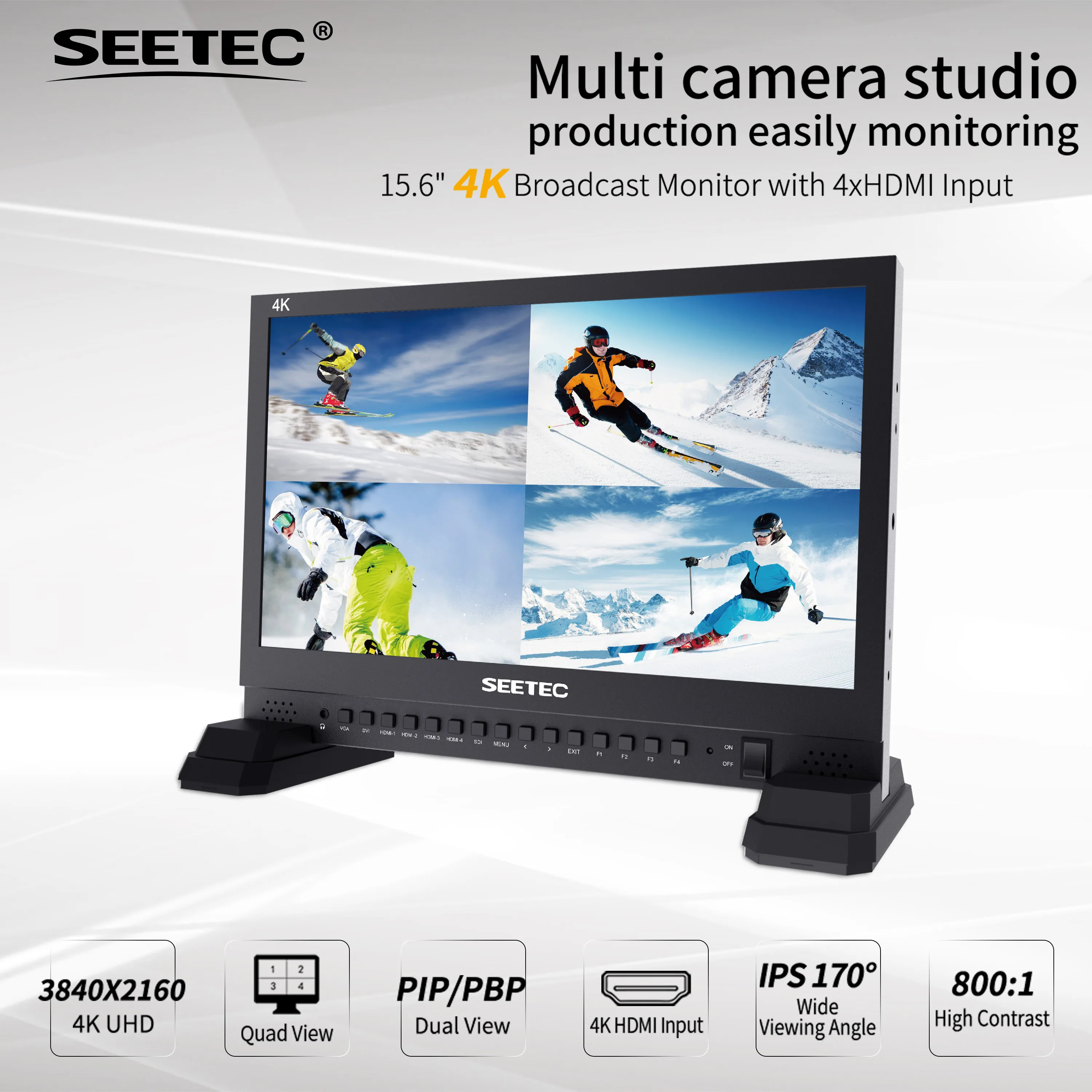 SEETEC 4K156-9HSD工場卸売価格15.6 ''IPS 4K UHD 3840x2160放送