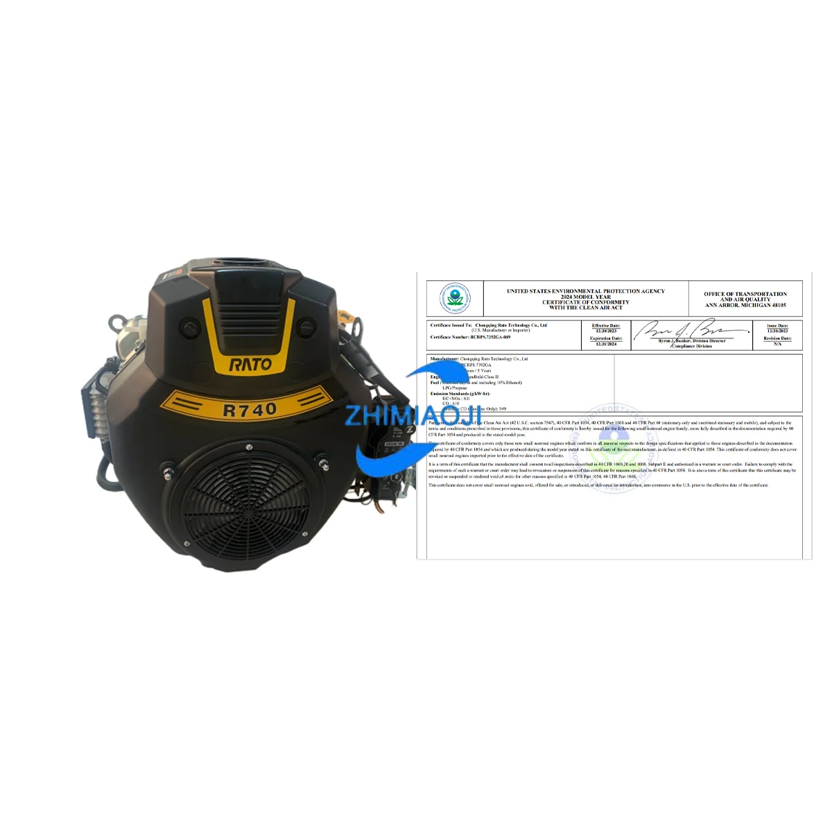Rato R740D 16.8HP 4-Stroke Twin Cylinder Gas Engine - OEM