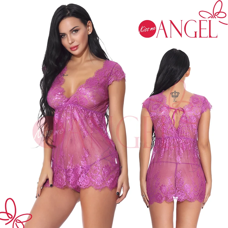 KISS ME ANGEL Erotic ultra Thin See Through  Babydoll Sexy Lingerie for Teen Girls