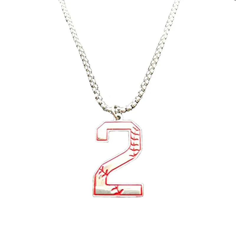 Baseball Number Necklace for Boy 0-9 Number Necklace Stainless