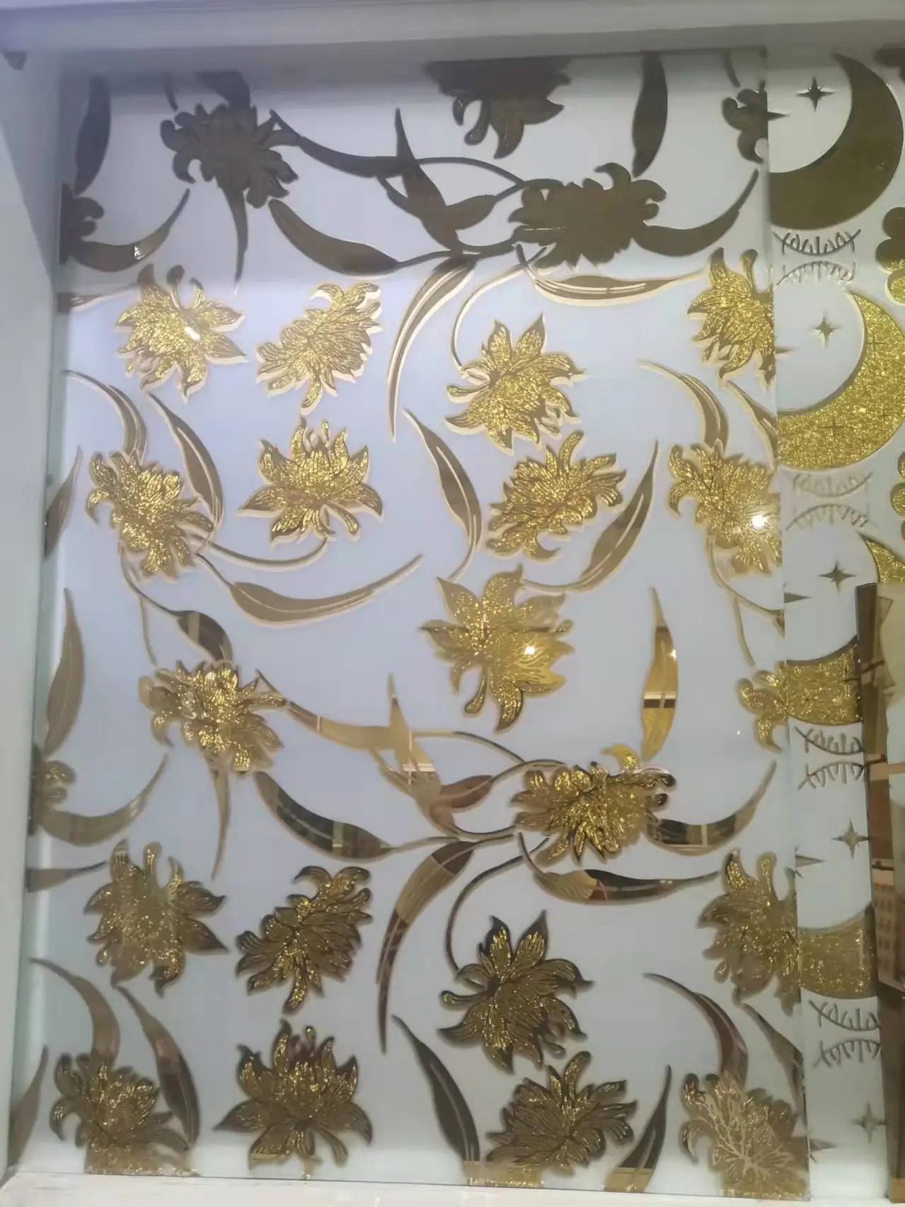 Titanium Ice Flower Glass Decorative Design Frosted Deep Acid Etched Glass Used on Doors/Windows/Shower Partition