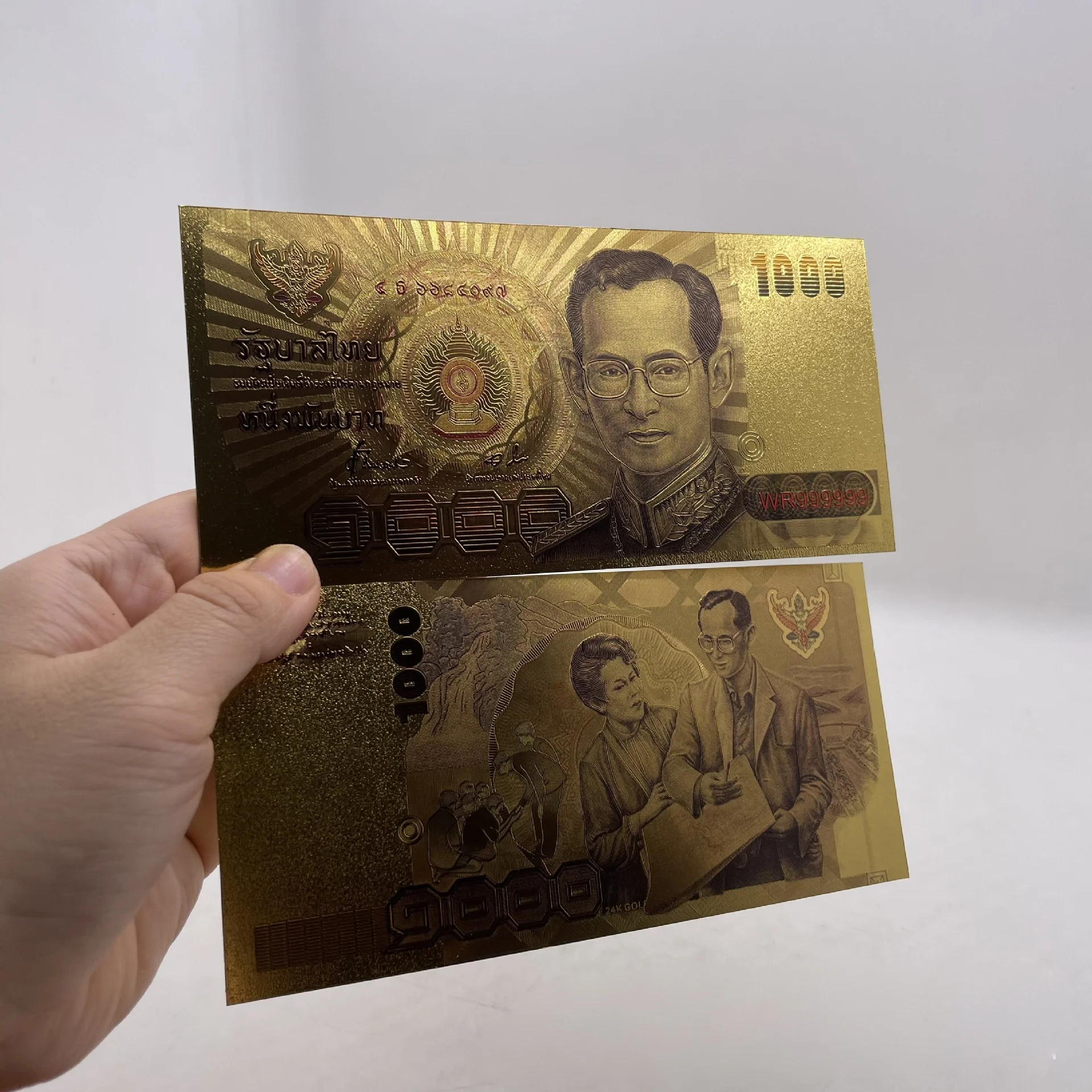 1000泰铢全金箔钞票镀金浴池纪念纸币收藏和礼品