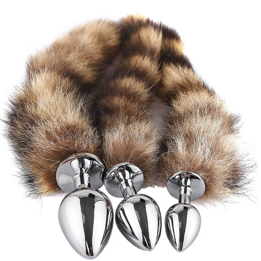 Racoon Tail S Size Stainless Steel Anal Plug Adult Role-Playing Sex Toys  for Couples Tapon Anal