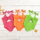 Baby Girls Swimsuit One Piece Kids pure color Hollow Bathing Suit children Swimming Wear