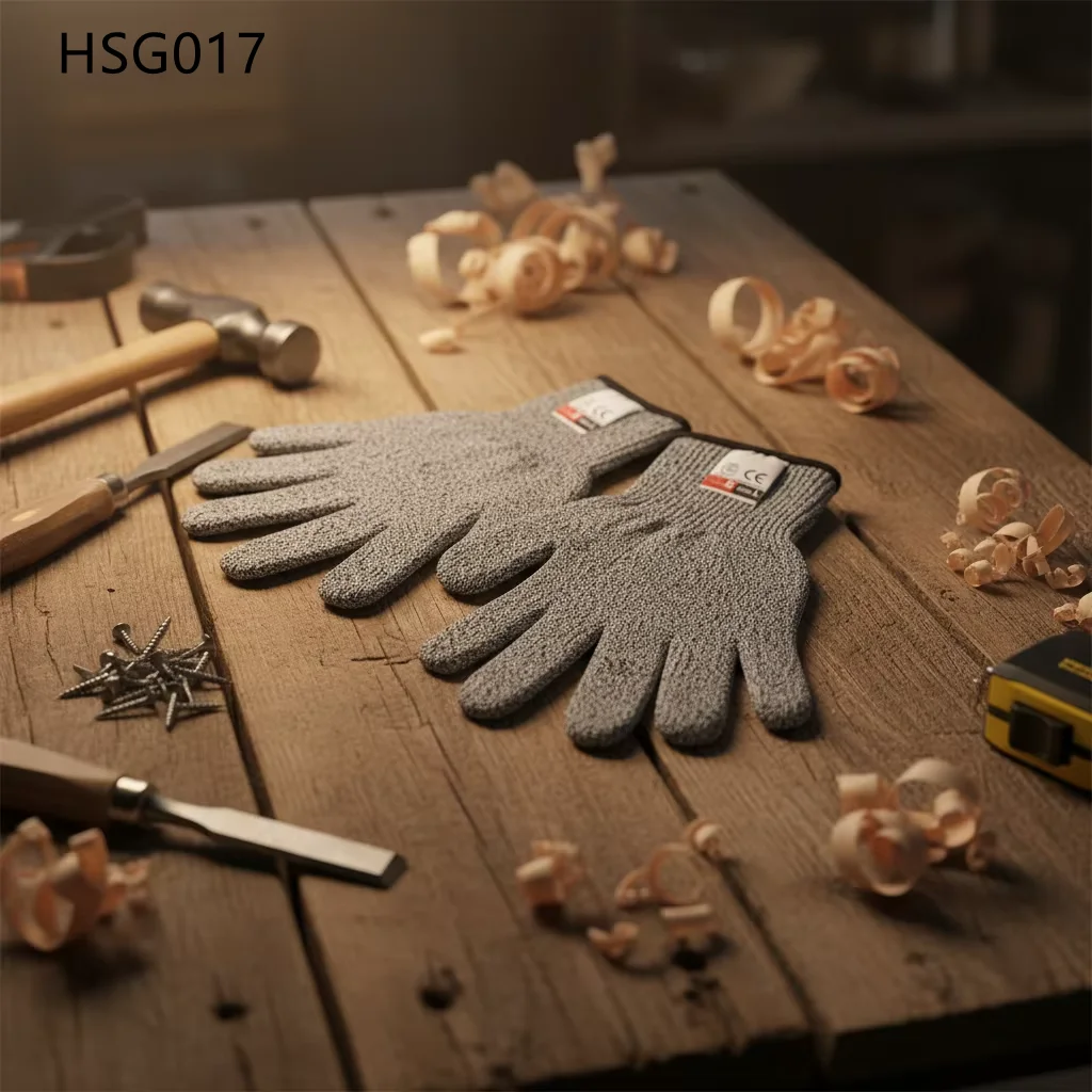 HY,waste Sorting High Friction Breathable Cut Proof PPE Safety Gloves Operation Laceration Full Finger Grey Work Gloves HSG017