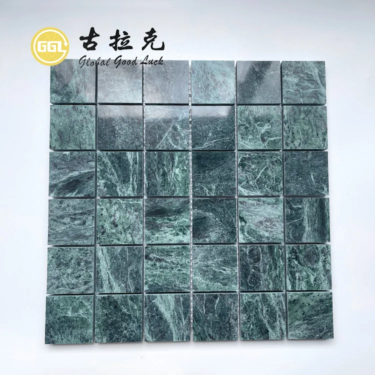 Verde alpi Green Tiles Marble Square Mosaic Bathroom Tiles Floor And Walls