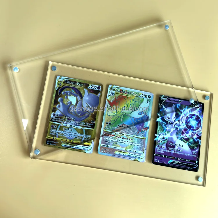 Shp Custom Clear Acrylic 3 Slot Mtg Card Sleeves Protector Case Stand Magic The Gathering