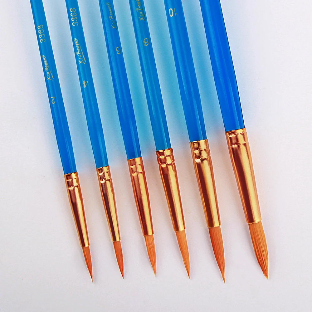 Xinbowen; Новый дизайн; 6 штук Taklon волосы кисти с акриловая ручка художник набор кистей для акварели Акриловая картина маслом