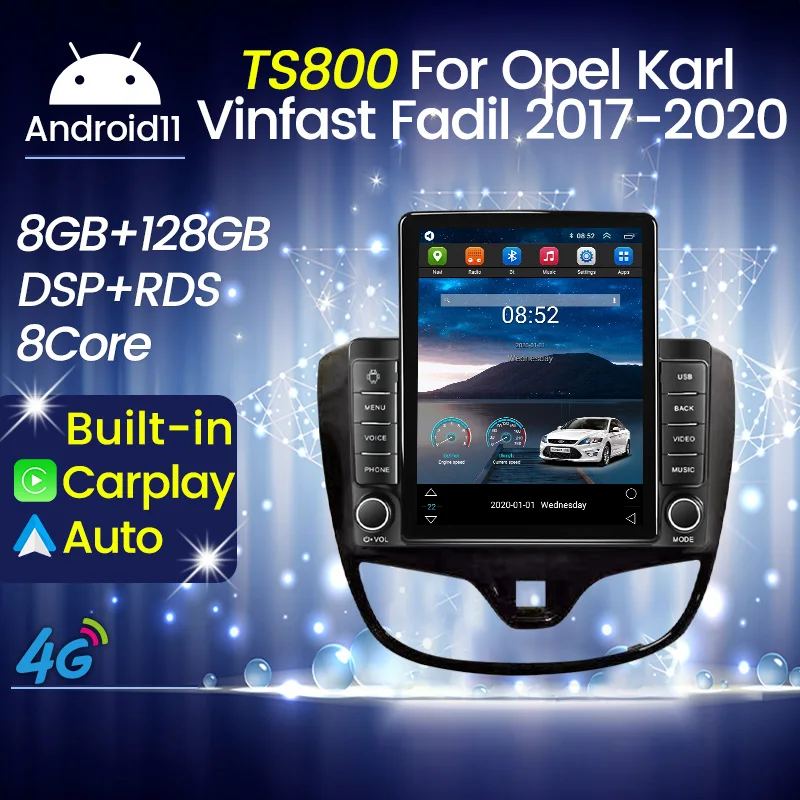 Autoradio Android 9 Pollici Per Opel Karl / VinFast Fadil (2017-2020) – 2+64GB, CarPlay Wireless, Android Auto, GPS, DSP 32EQ, Telecamera AHD Inclusa