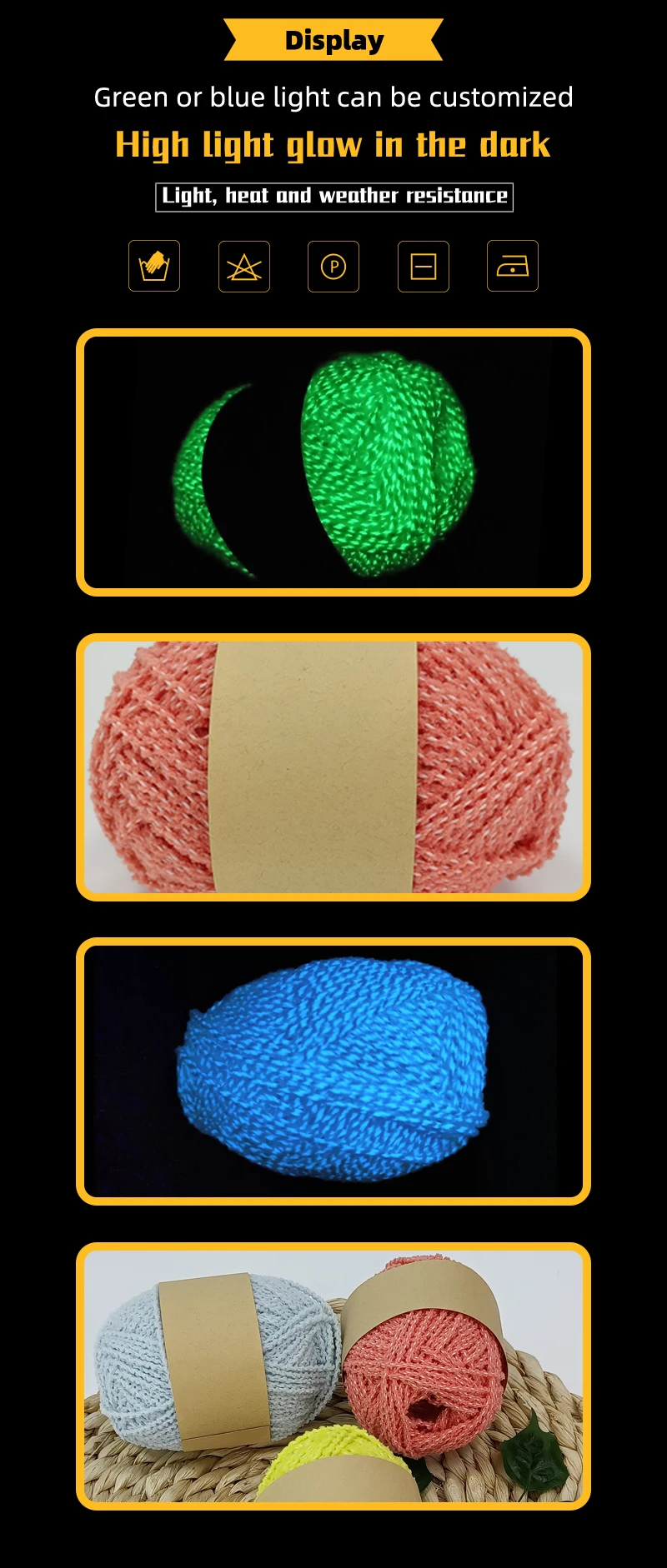 Glow In The Dark Crafts Diy Glow Yarn Factory Supplied Luminous