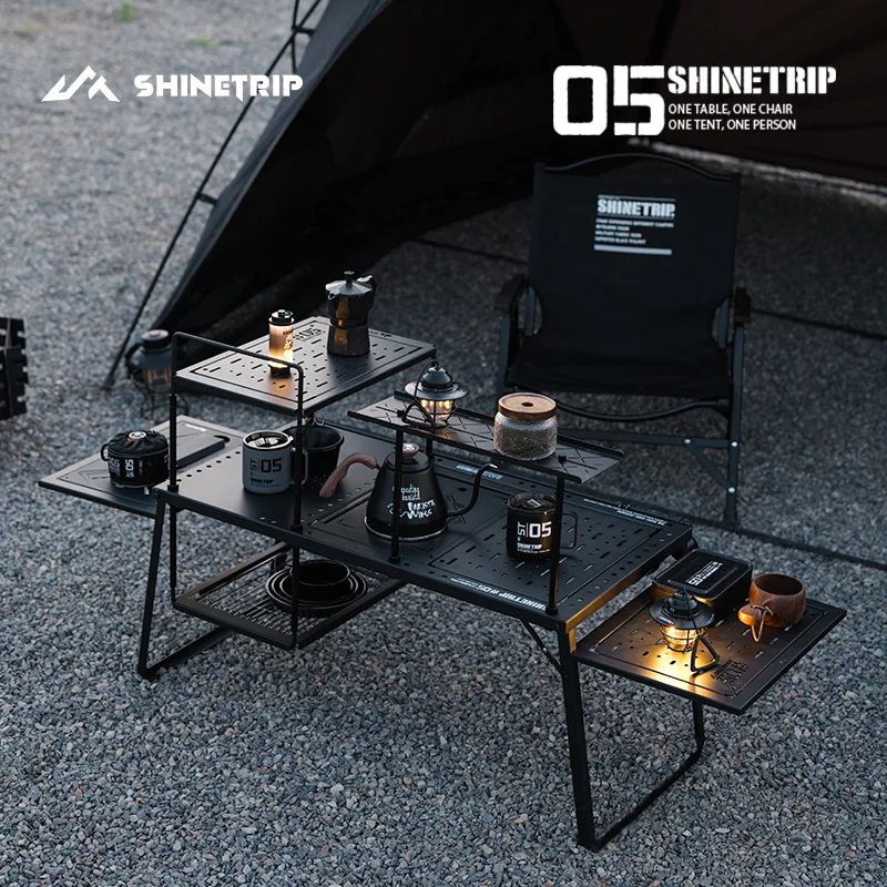 Shinetrip Portable Folding Camping Table Set - Black Alloy