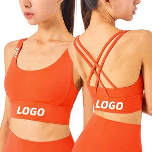 Seamless Comfortable Yoga Sports Bra for Women Custom Fitness Wear Breathable Cross Sling Beauty Back Gym Bra Sets Print Pattern