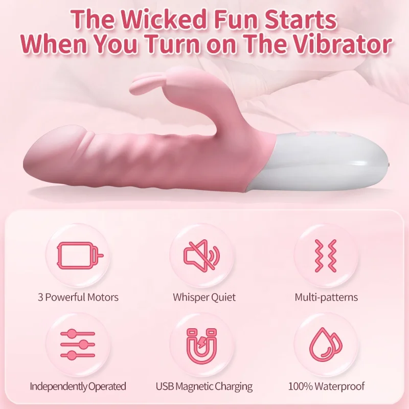 Wiederaufladbarer Dreifach-Wirkungs-Vibrator aus weichem Silikon mit  Teleskopfunktion und verstellbarem Saugnapf – Stoßendes Sexspielzeug für  Frauen