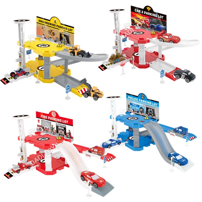 Hot Selling Plastic Pretend Play Car Parking Lot Track Toy With 18 PCS