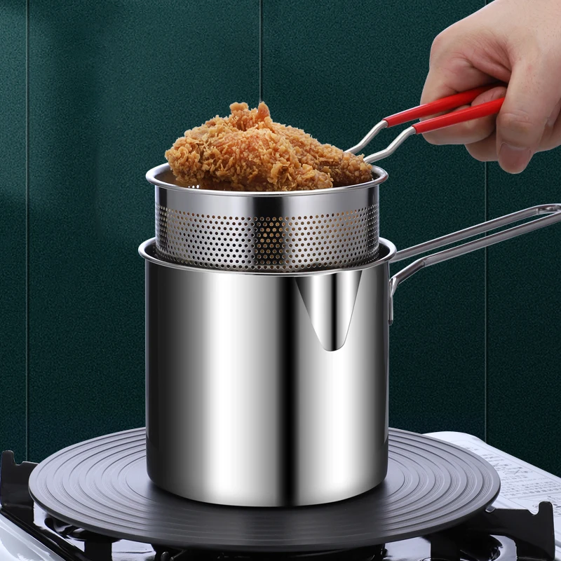 China Supplier Cookware Cooking Pot Round Fryer Pan Stainless Steel Deep Fryer Pot With Filter Basket