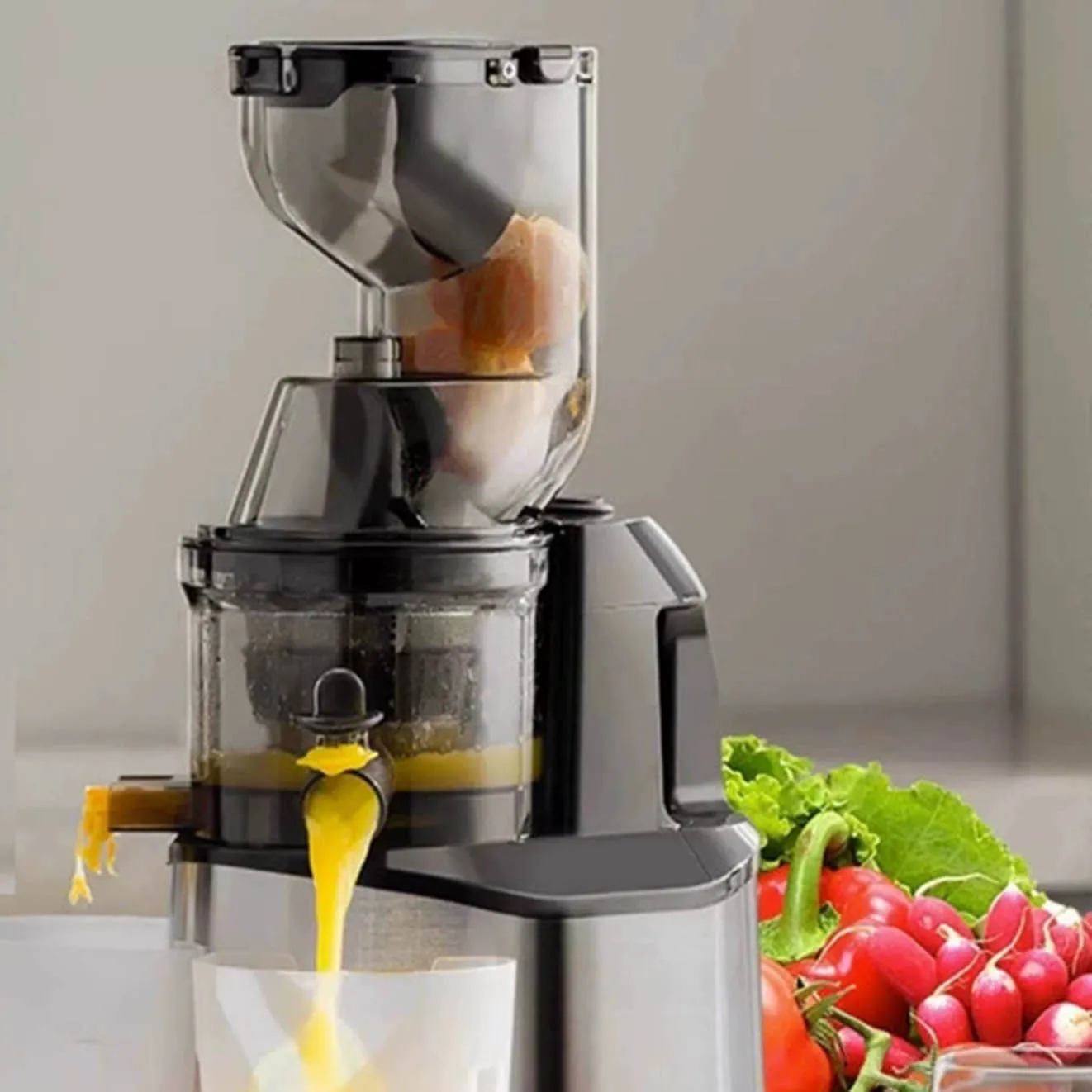 Electric Power Fruit Juicer Masticating Citrus Juicer with Chopper Grinder Function for Car RV Hotel Household English Operating