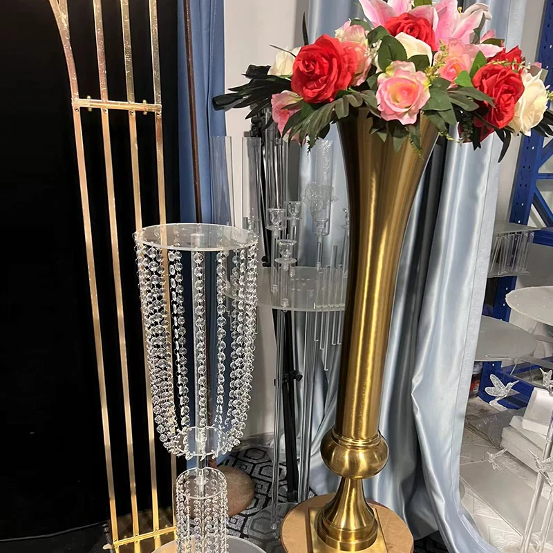 Fullvaseer Goldene Blumenständer – 5 Stück, 60 Cm Hoch – Quadratische Sockel – Für Hochzeit, Party & Tischdekoration