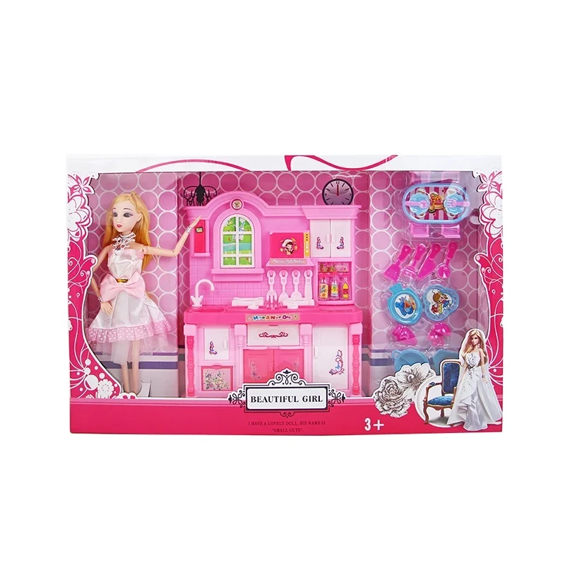 Lovely Girls Role Play Huanuo Doll Toy Set with Kitchen
