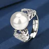 open size Blue White Pearl Ring