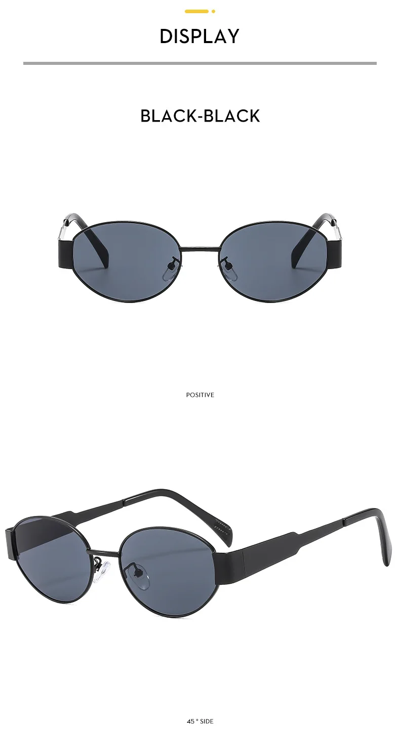 Nuevas gafas de sol de metal con marco ovalado, gafas de sol de alta calidad, logotipo personalizado, gafas de sol para exteriores para hombres y mujeres
