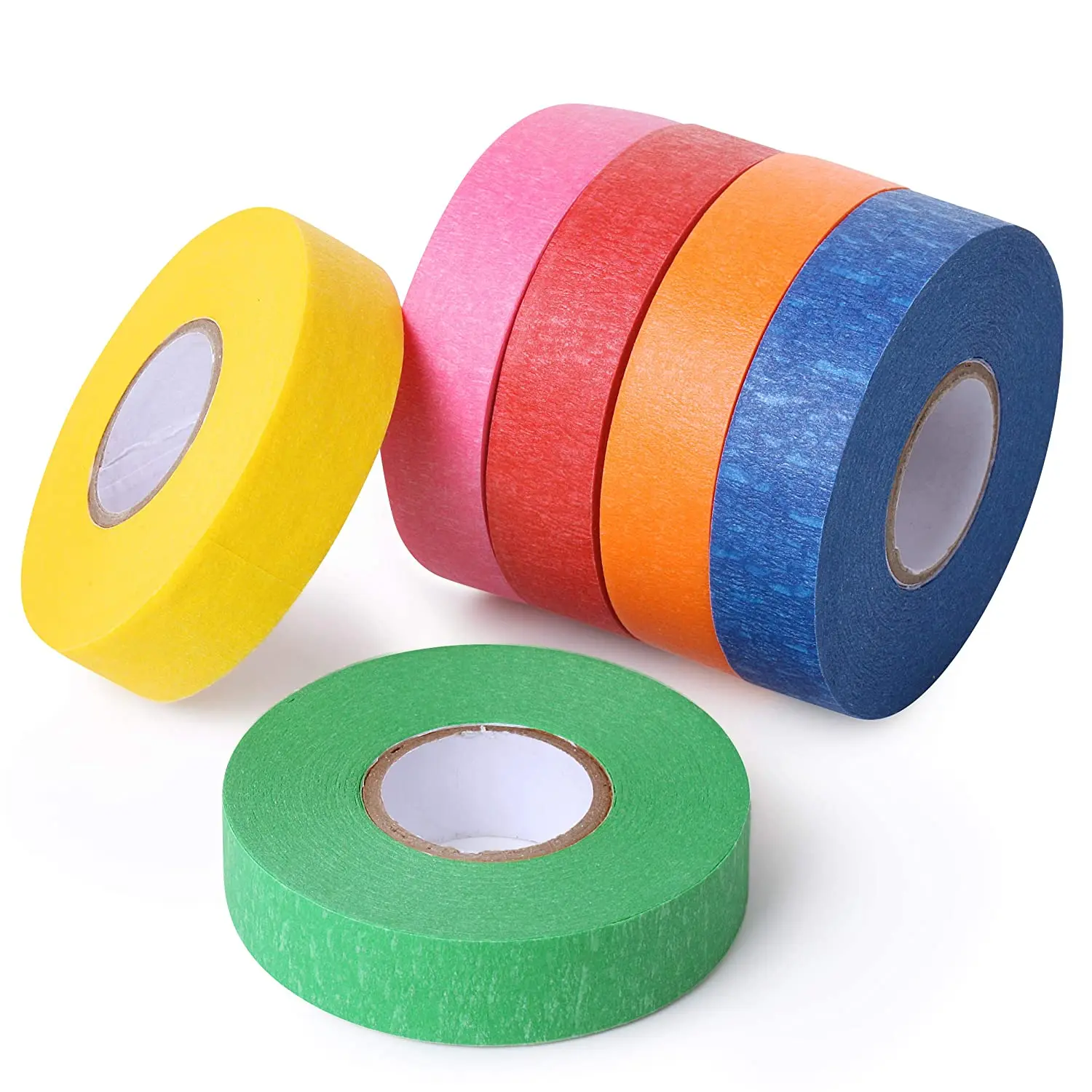 Craftzilla Colored Masking Tape - 6 Roll Multi Pack - 180 Feet x 1 inch of Colorful Craft Tape - Vibrant Rainbow Colored Painters Tape - Great for