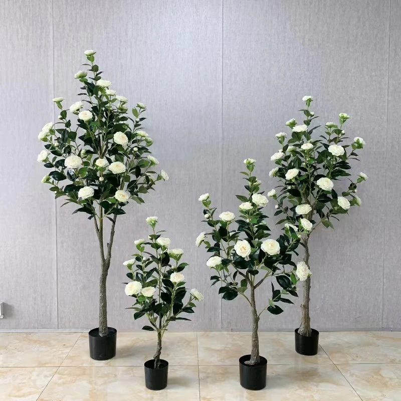 Customized High Density Camellia Tree Multiple Colors Fabric Camellia Tea Rose Flower Tree for Wedding Decor Flower Tree