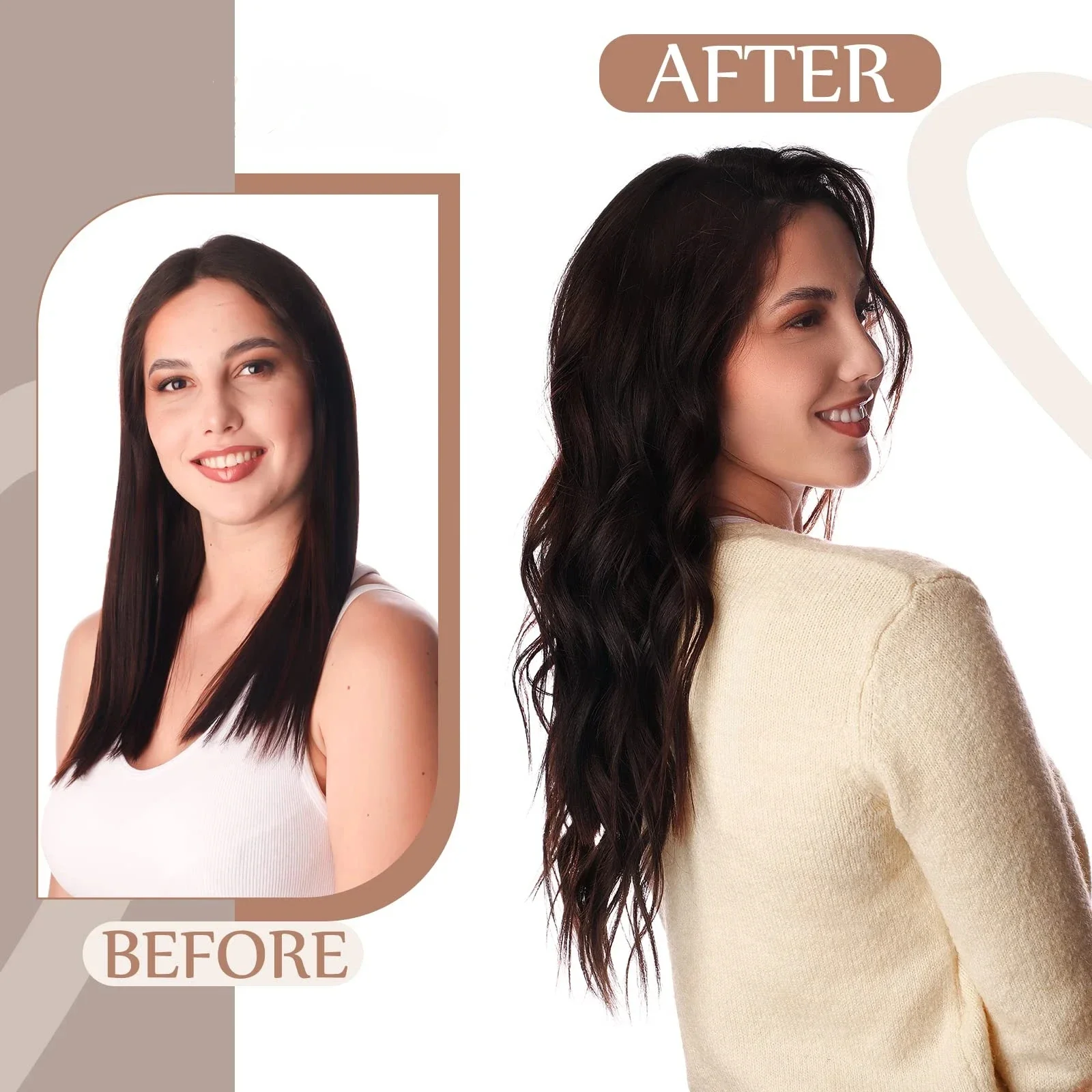 Clip in Human Hair Extensions One-Piece Invisible Fishing Line Wire 4-Clips Remy Natural Black 1B_voghion.com