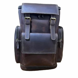 In Stock Big Capacity Hiking Bag Custom Leather Backpack 15.6 Inch Laptop Travel Backpack for Men