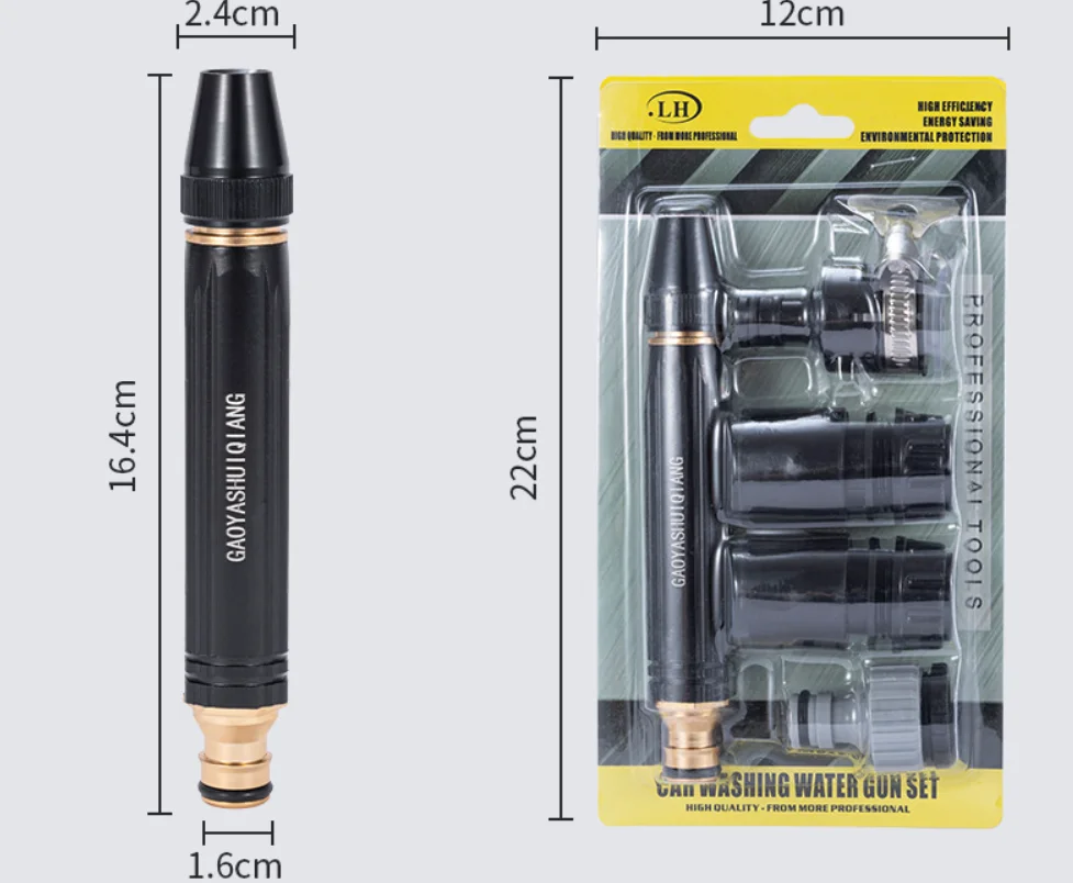 Tuyau d'arrosage de jardin à long poteau - Pistolet à eau haute pression - Pour nettoyer la voiture, le jardinage, l'arrosage à la main des plantes